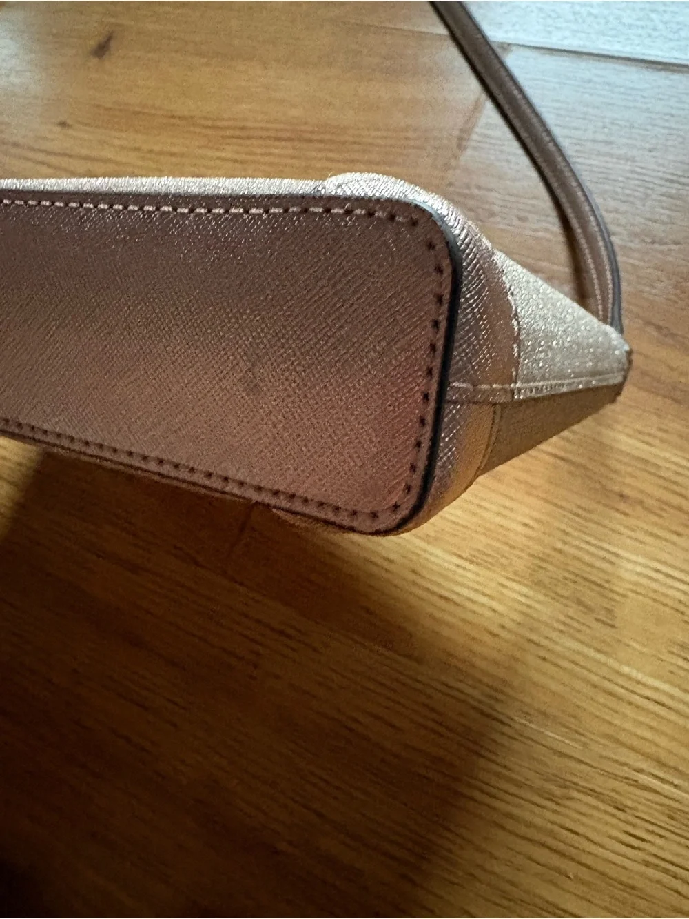 Kate Spade Rose Gold Glitter Fabric Crossbody Purse Bag